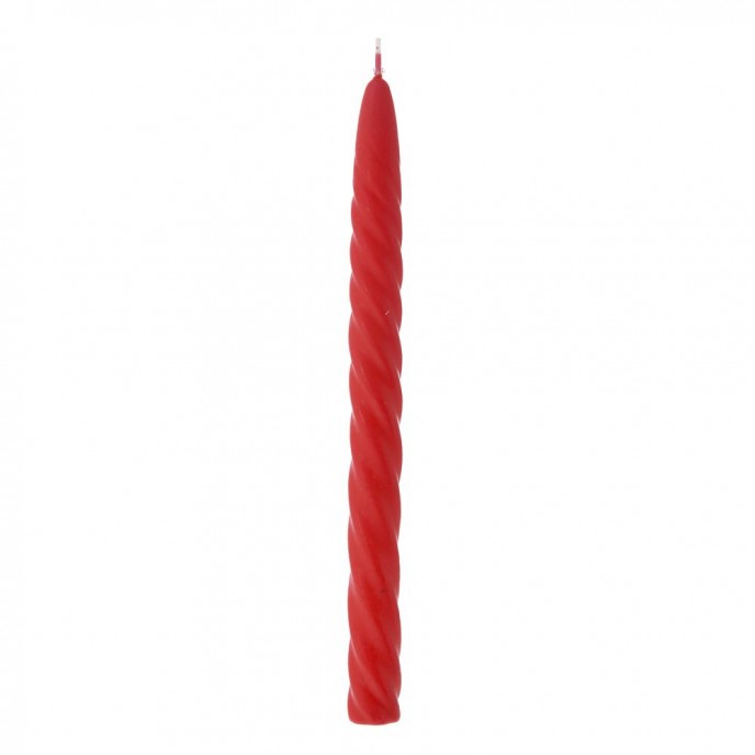  RED TWISTED CANDLE 25CM SET 6 