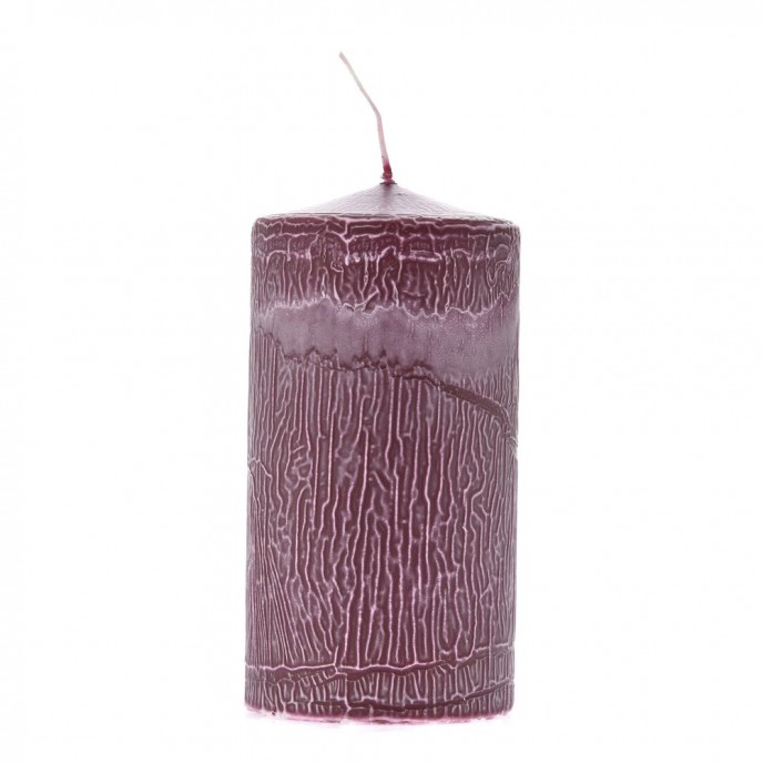  BURGUNDY FROSTED CANDLE 7X14CM 