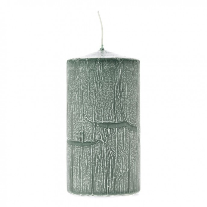  GREEN FROSTED CANDLE 7X14CM 