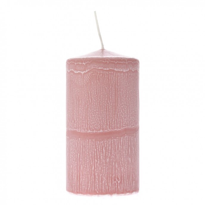  SALMON FROSTED CANDLE 7X14CM 