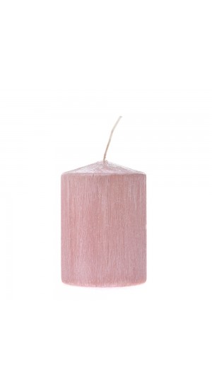  PALE PINK RUSTIC CANDLE 7X10CM