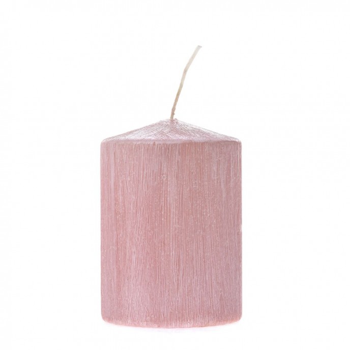  PALE PINK RUSTIC CANDLE 7X10CM 