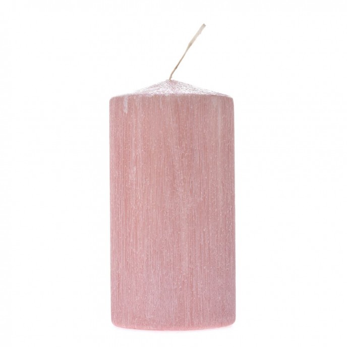  PALE PINK RUSTIC CANDLE 7X14CM 