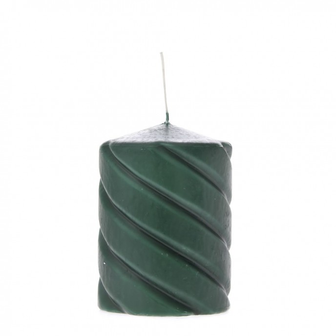  GREEN TWISTED CANDLE 7X10CM 