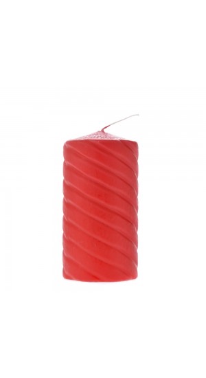  RED TWISTED CANDLE 7X14CM