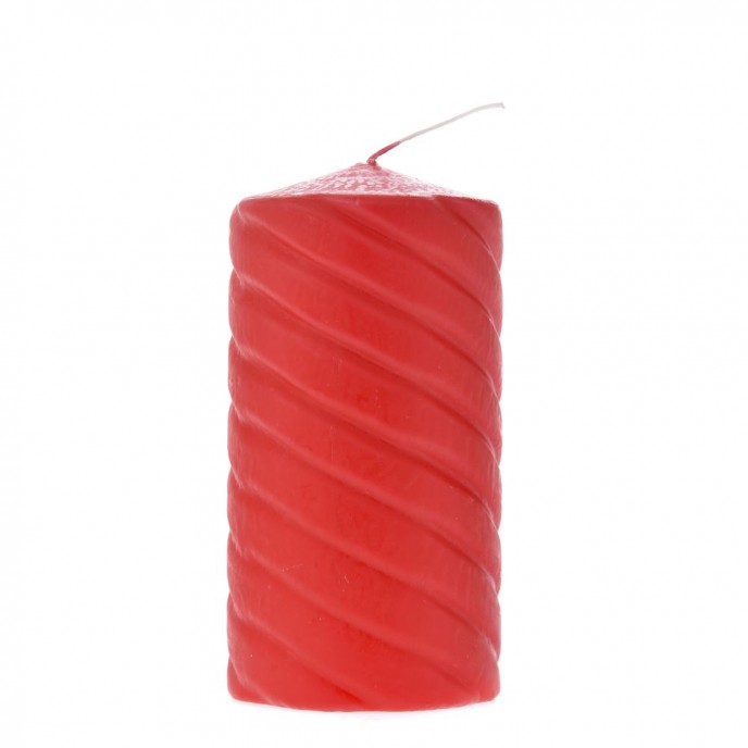  RED TWISTED CANDLE 7X14CM 