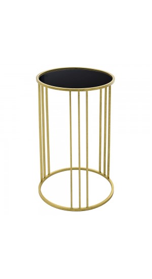  GOLD METAL FRAME TABLE WITH BLACK GLASS TOP D 34X54 CM