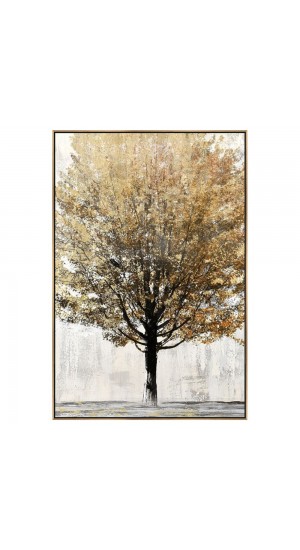  OIL PAINTING ON TOP OF PRINTED CANVAS WITH FRAME 102x152 CM GOLD LEAF TREE