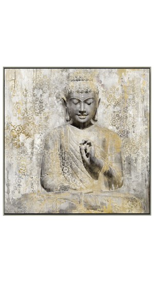  OIL PAINTING ON TOP OF PRINTED CANVAS WITH FRAME 82x82 CM BUDDHA