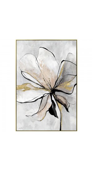  OIL PAINTING ON TOP OF PRINTED CANVAS WITH FRAME 82x122 CM FLOWER