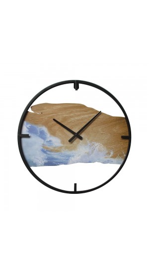  METAL WALL CLOCK WITH PRINTED WOOD SURFACE WAVES 55x55x4CM