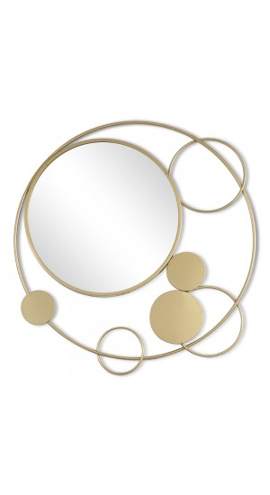  GOLD METAL ROUND MIRROR WITH CIRCLES 76x81x3cm
