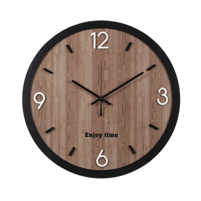  LARGE ROUND WOODEN WALL CLOCK ENJOY TIME 50x3CM