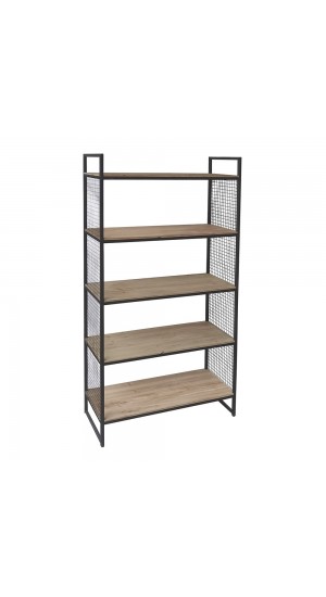  WOOD AND METAL CABINET WITH 5 SHELVES 60X34X175CM