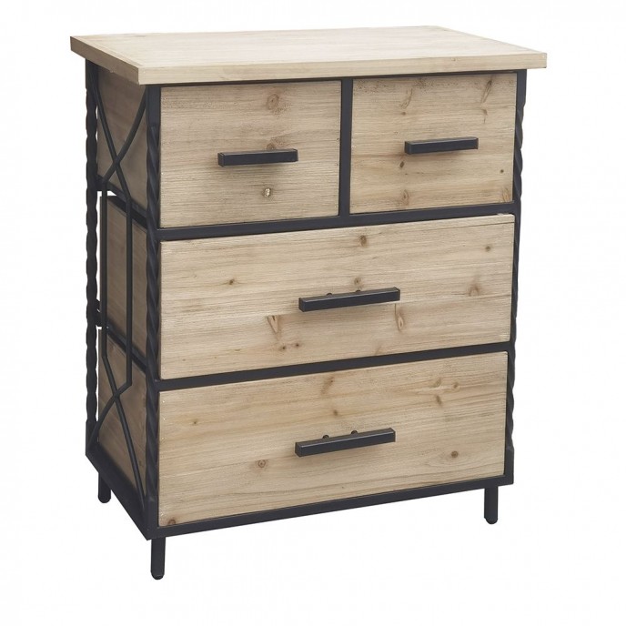  WOOD AND METAL DRAWER CHEST WITH 4 DRAWERS 62X34Χ72CM