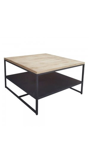  WOOD AND METAL SQUARE TABLE 70X70X45CM