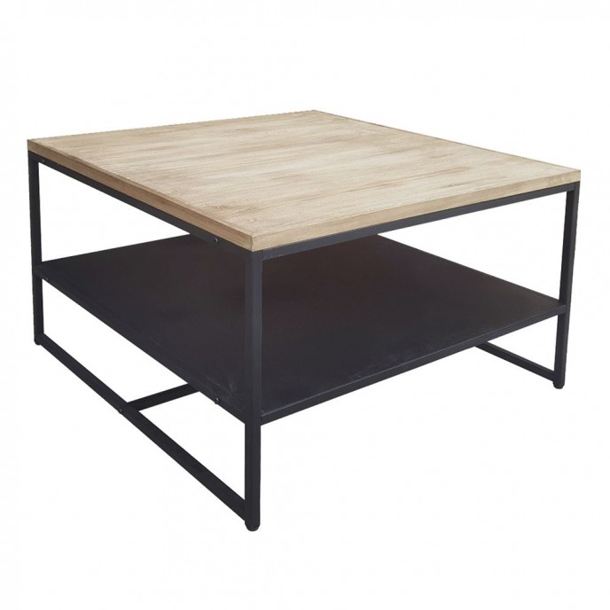  WOOD AND METAL SQUARE TABLE 70X70X45CM