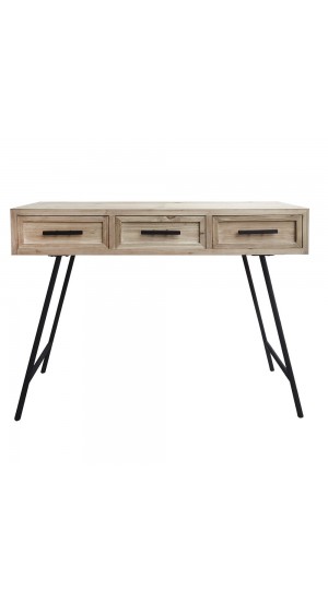 WOOD AND METAL CONSOLES WITH 3 DRAWERS 100X34X75CM