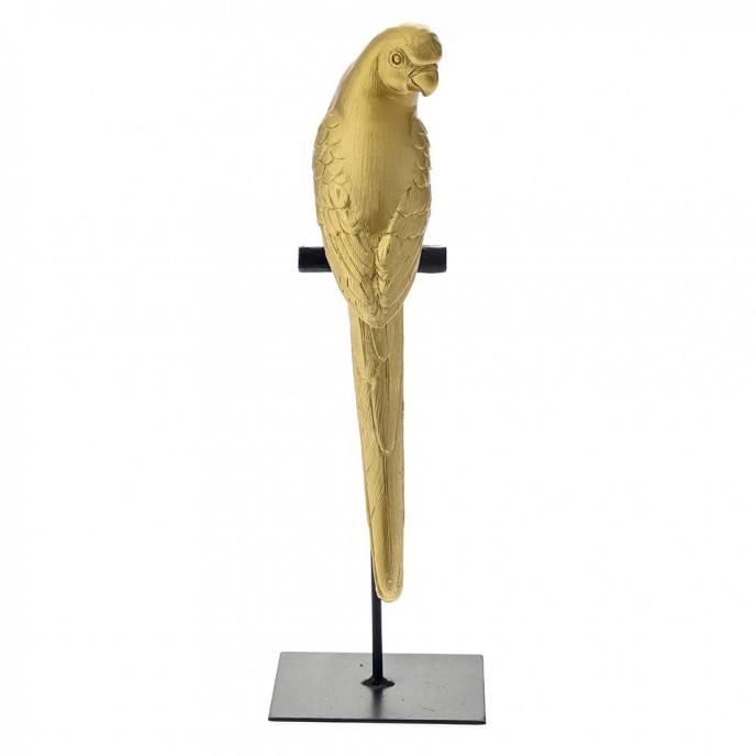  DECO POLYRESIN GOLD PARROT ON BASE 9x6.5x25.5CM 