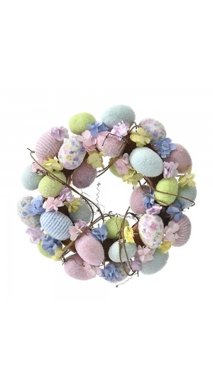  EASTER ARTIFICIAL WREATH WITH COLORFUL EGGS DIAM 30CM