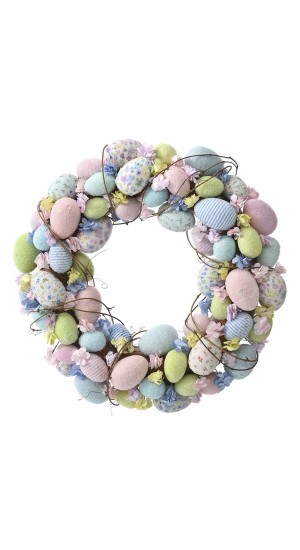 EASTER ARTIFICIAL WREATH WITH COLORFUL EGGS DIAM 50CM
