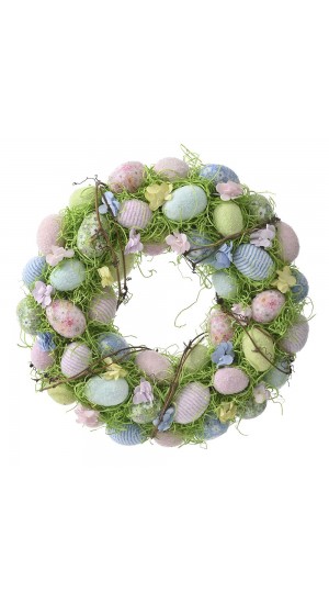  EASTER ARTIFICIAL WREATH WITH COLORFUL EGGS DIAM 40CM