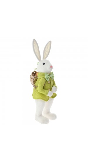  EASTER BUNNY BOY IN LIGHT GREEN FABRIC SUIT 16x14x48CM
