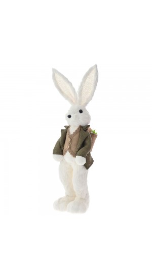  EASTER BUNNY BOY IN BROWN FABRIC SUIT 17x15x54CM