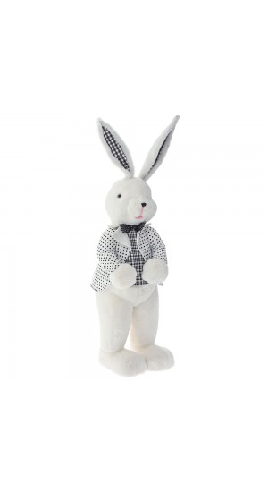  EASTER BUNNY BOY IN BLACK AND WHITE FABRIC SUIT 35x31x110CM