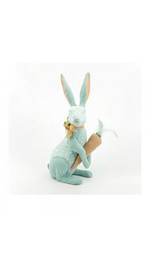  EASTER DECO COLORFUL RABBIT WITH FABRIC 36x24x39CM