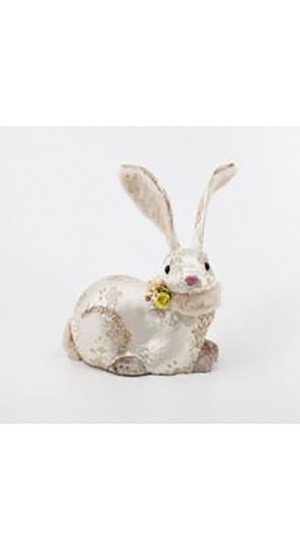  EASTER DECO PINK RABBIT WITH FABRIC 22x15x24CM