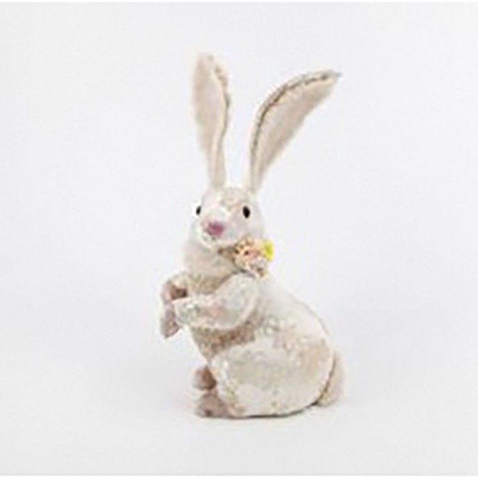  EASTER DECO PINK RABBIT WITH FABRIC 21x14x37CM 
