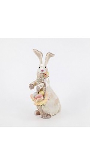  EASTER DECO PINK RABBIT WITH FABRIC 18x18x49CM