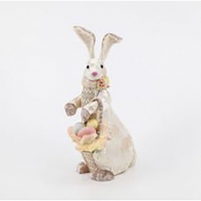  EASTER DECO PINK RABBIT WITH FABRIC 18x18x49CM 