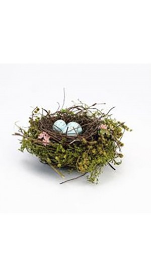  EASTER DECO MULTI EGG NEST WITH FABRIC 14x14x7CM