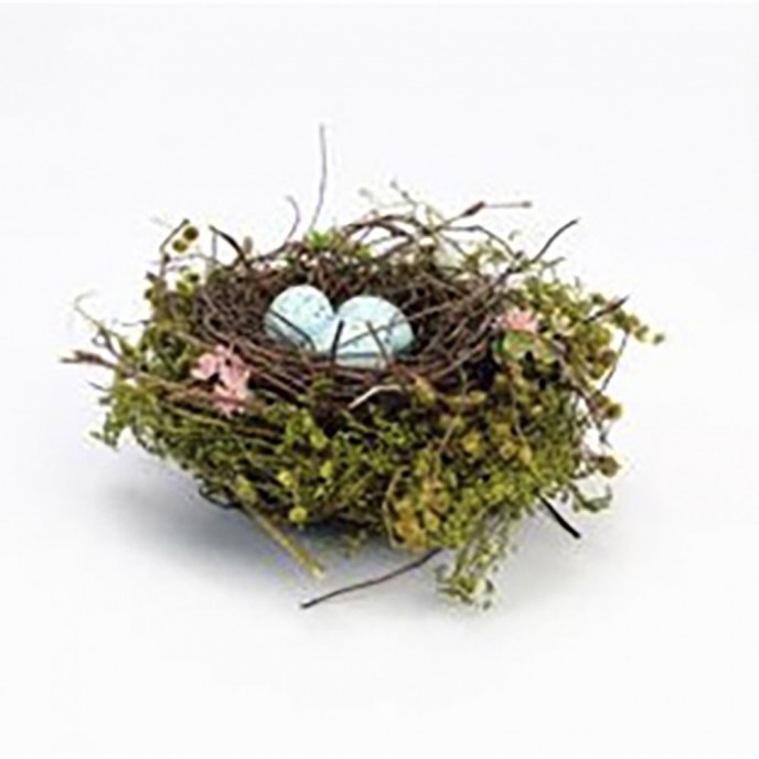  EASTER DECO MULTI EGG NEST WITH FABRIC 14x14x7CM 