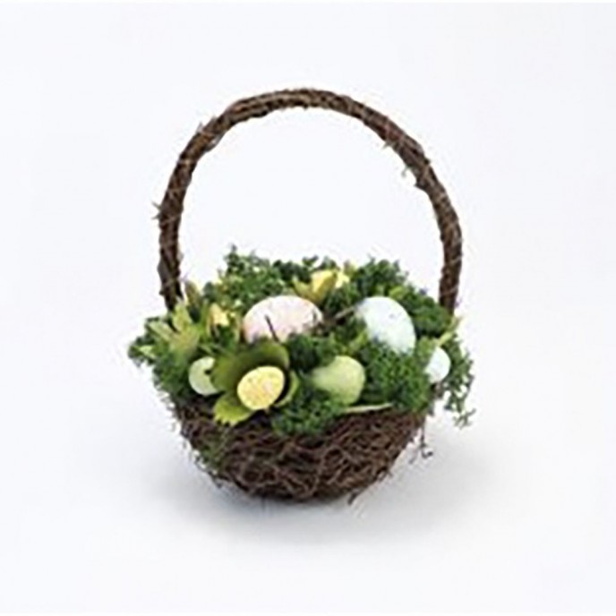  EASTER DECO GREEN BASKET WITH FABRIC 18x17x24CM 
