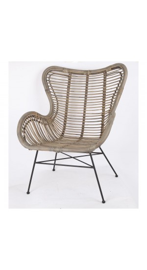  CHAIR SEAT RATTAN WITH IRON FRAME 74x50X85CM