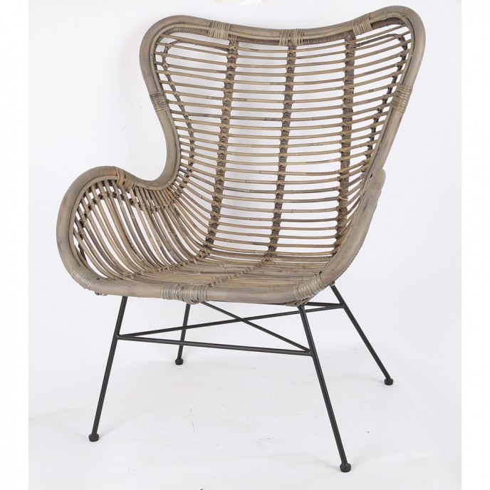  CHAIR SEAT RATTAN WITH IRON FRAME 74x50X85CM