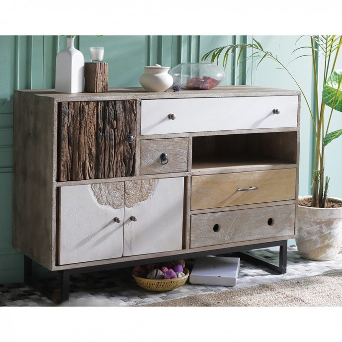  WOODEN DRAWER CABINET  115x40x80CM WITH COLORFUL DRAWERS 