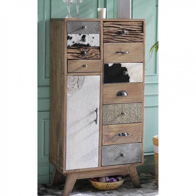  WOODEN DRAWER CABINET  55x30x110CM  WITH COLORFUL DRAWERS 