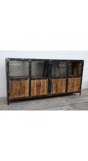  WOODEN DRAWER CABINET WITH GLASS 202x40x102CM