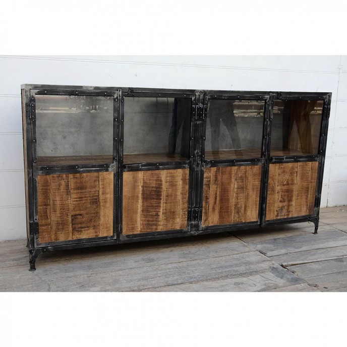  WOODEN DRAWER CABINET WITH GLASS 202x40x102CM 