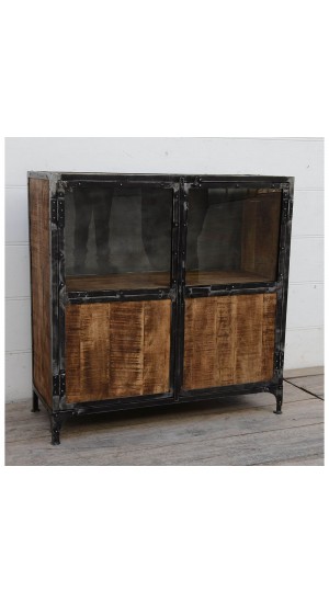  WOODEN DRAWER CABINET WITH GLASS 102x40x103CM