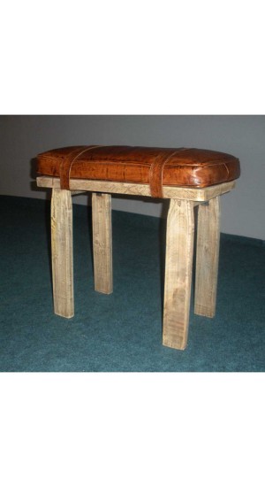 WOODEN STOOL WITH LEATHER SEAT 55x33x54CM