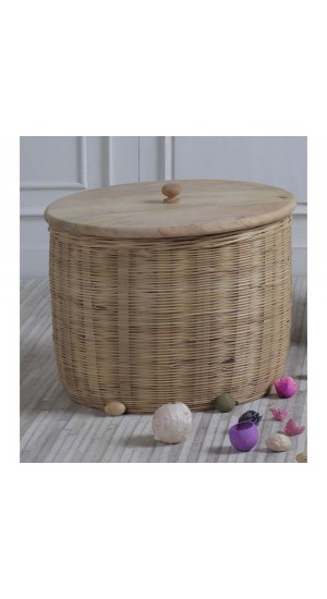  WILLOW BASKET WITH WOODEN CAP 40x40x32CM