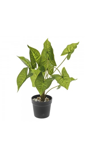  ARTIFICIAL GREEN PLANT 38CM WITH 12LEAVES IN 9CM POT