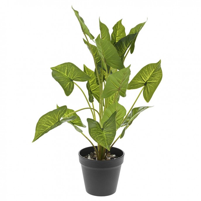  ARTIFICIAL GREEN PLANT 48CM WITH 18LEAVES IN 11CM POT 