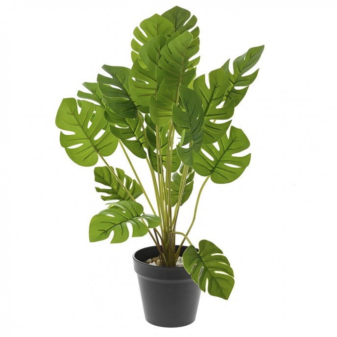  ARTIFICIAL GREEN PLANT 48CM WITH 18LEAVES IN 15CM POT 