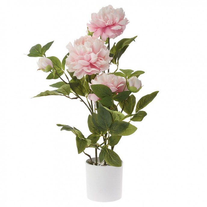  ARTIFICIAL GREEN PLANT WITH FLOWERS 70CM IN 13x13CM POT 